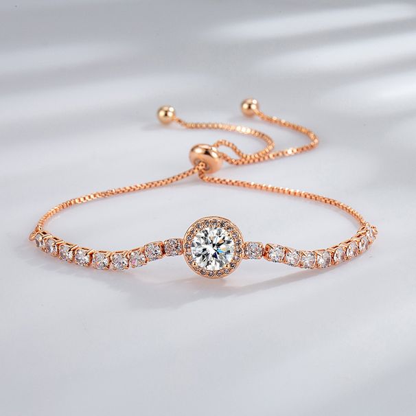 Minimalist Sweet Light Luxury Exquisite Advanced Round Zircon Bracelet Fashionable Girls Niche Hand Jewelry Pull Out Series_ipsvogv.com