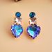 New colored diamond geometric heart shaped alloy diamond earrings Fashionable personality super flash earrings_ipsvogv.com