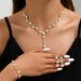 Pinduoduo Hot Selling Claw Necklace Earrings Bracelet Three-Piece Set Rhinestone Collarbone Chain Evening Dress_ipsvogv.com