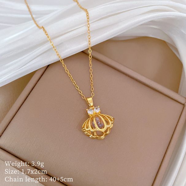 】 Hollow 【 Shell With Beads, Light Luxury Charm, Gorgeous Full Diamond Necklace, Women's Versatile Clavicle Chain, 【 】 Beads, Charm, Necklace, Chain,_ipsvogv.com