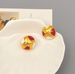 Vintage Enamel Round Hemisphere Silver Needle with Brass Electroplated Gold Fashion Earrings_ipsvogv.com