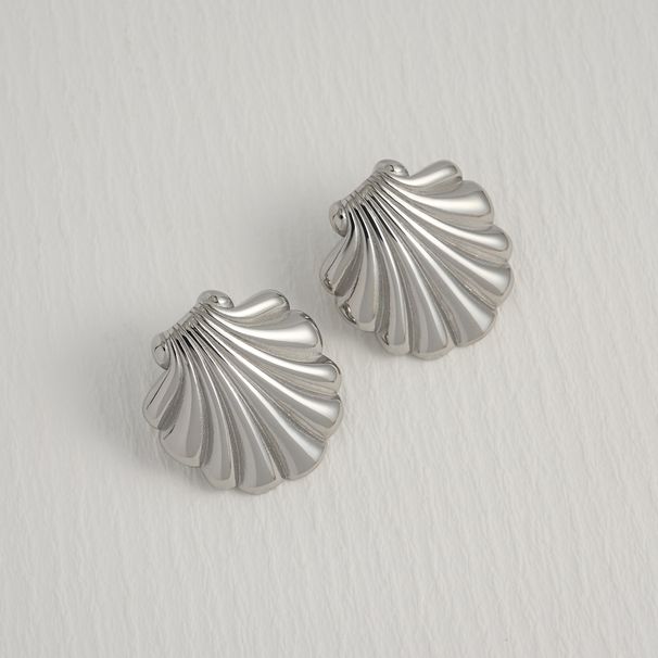 Retro Plated Titanium Steel Shell Wrinkle Stripe Earrings_ipsvogv.com