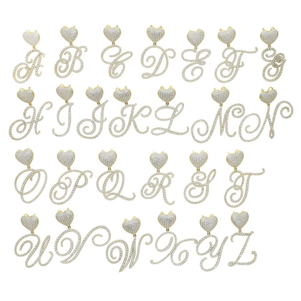 Hip Hop New Heart Script 26 Letter Pendant Trendy Jewelry_ipsvogv.com