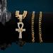 Fashion Men's Jewelry Personality Horus Eye Ankh Cross Pendant Necklace Double Layer Full Diamond Hip Hop Cuban Chain_ipsvogv.com