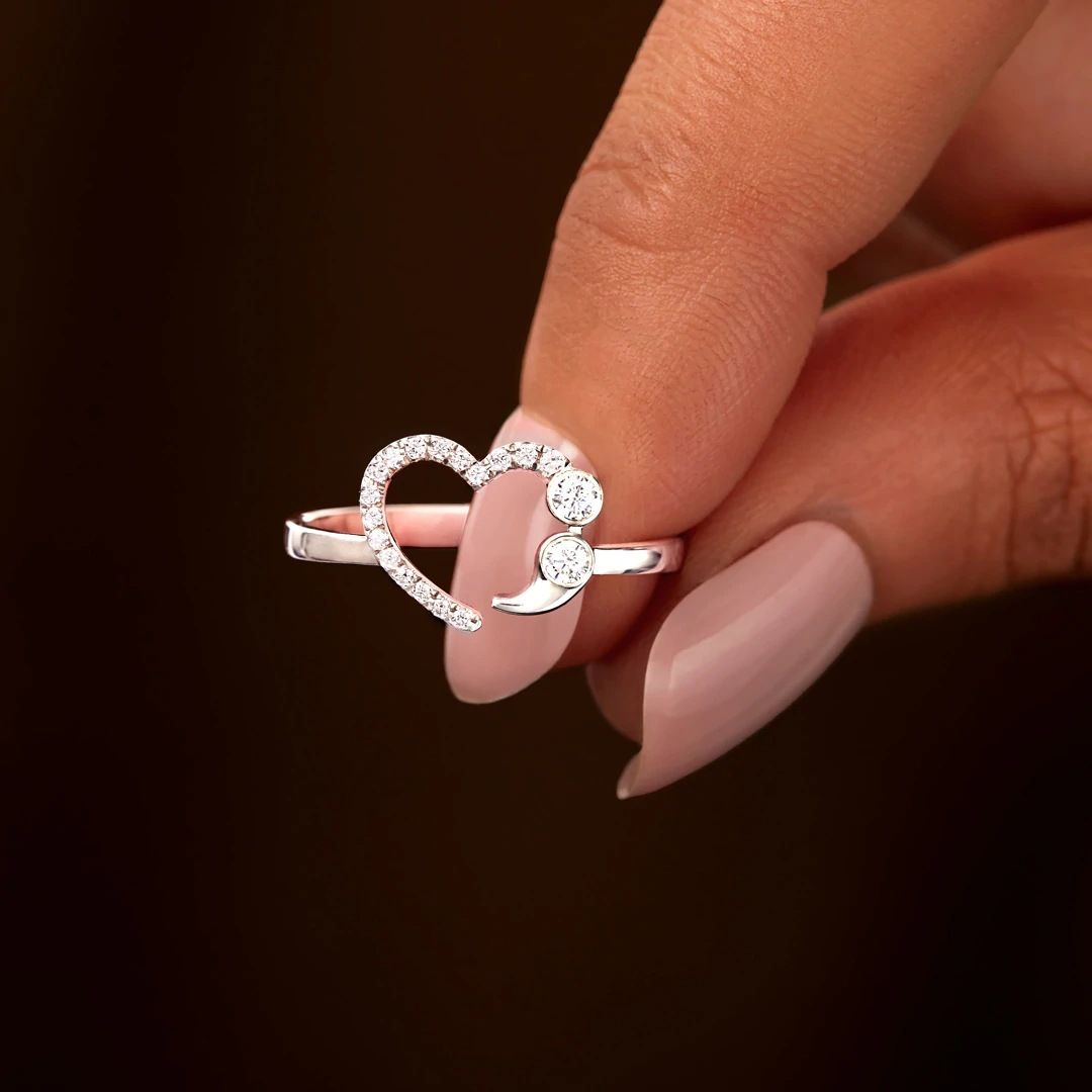 S Love Diamond Women's Fashion Simple Heart Style Index Finger Ring_ipsvogv.com