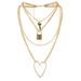 Geometric Heart Pendant Necklace Simple Personality Lock Shaped Multi Layer Clavicle Chain Cross Border Necklace For Women_ipsvogv.com