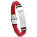 Stainless Steel Simple Plain Engraved Leather Woven Men's Bracelet_ipsvogv.com