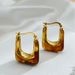 Brass Gold-Plated U-Shaped Amber Melad High-End Sense National Style Niche Design Minimalist Earrings_ipsvogv.com