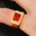 New Diamond Set Open Sand Gold Copper Plated Zircon Large Men's Ring_ipsvogv.com