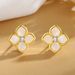 Women's Jewelry Flower Shell Earrings S925 Sterling Silver Four Leaf Clover Light Luxury Earrings Simple Fashion All Match Ear Jewelry_ipsvogv.com