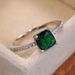 Cao Shi Jewelry Micro Set Zircon Blue Square Diamond For Women's Simple Engagement Ring_ipsvogv.com