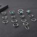 New Moon Butterfly Chain Hollow Turquoise Opening 14 Piece Set Ring_ipsvogv.com