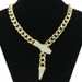 Men's bracelet Cuban chain light luxury short full diamond snake head magnetic buckle necklace personality niche design clavicle chain for women_ipsvogv.com