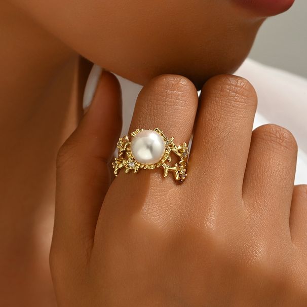 Women’s Jewelry Set Fashion New Style Niche Style Women's Plain Ring Ring Personality Inlaid Large Pearls High End Design Open Ring_ipsvogv.com