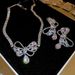 hollow Bow, Zircon Water Droplet Necklace, Earring Set, Korean Fashion, Light Luxury, Bride, High-end Feeling, !_ipsvogv.com