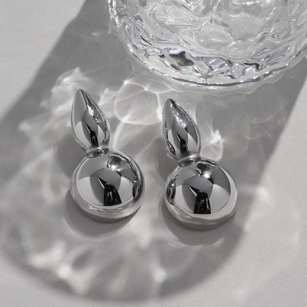 Unisex Spring And Summer INS Retro Gold Plated Titanium Steel Polished Gourd Gold And Silver Earrings_ipsvogv.com