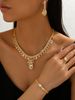 2025 New Hollow Leaf Necklace Earrings Bracelet Ring Four-Piece Set Bridal Wedding Rhinestone Accessories_ipsvogv.com
