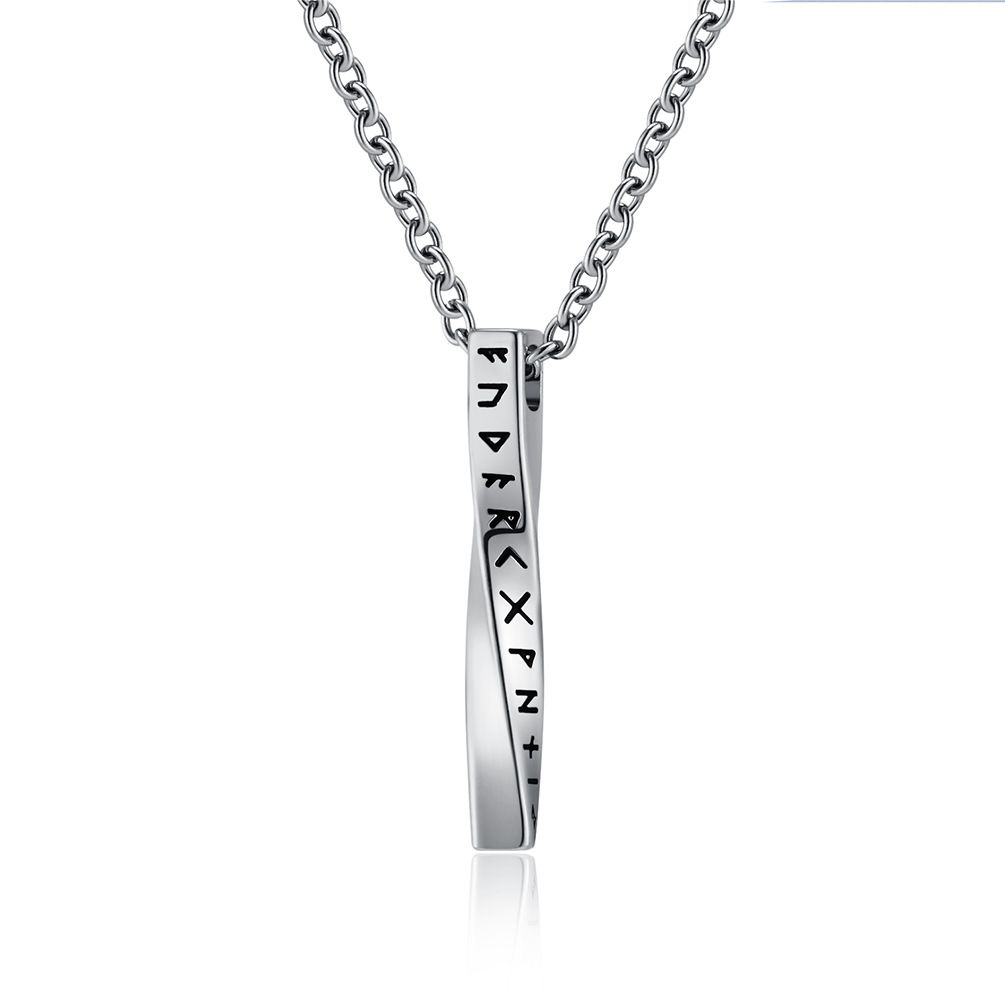 Nordic Viking text Mobius titanium steel necklace neutral simple style men and women sweater chain stainless steel pendant_ipsvogv.com