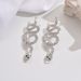 Women’s Jewelry Set Fashion Hot Selling Three Dimensional Twisted Rhinestone Snake Shaped Earrings Snake Year Full Diamond Long Earrings_ipsvogv.com