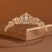Crown headdress three piece set Baroque light luxury high end princess birthday crown bride evening dress necklace earrings_ipsvogv.com