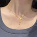 Butterfly Tassel Necklace Women's Titanium Steel Plated With Real Gold 2024 New Ins Minimalist Collarbone Chain_ipsvogv.com