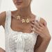 Fashionable Instagram Style Three-dimensional With Female Design Sense, Five Petal Flower Metal Chain Collarbone_ipsvogv.com
