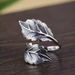 Cao Shi's For Women Exaggerated Personality And Fashionable Vintage Wide Face Leaf Ring With Adjustable Opening_ipsvogv.com
