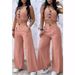 Women's clothing solid color short vest vest drape high waist wide leg pants suit_ipsvogv.com