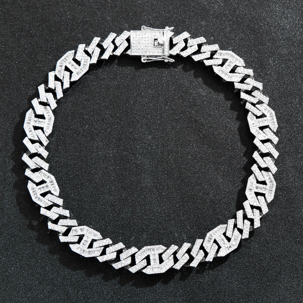 New Japanese Buckle Geometric Dia Studded Cuban Chain Personality Street All Match Men And Women Accessories Niche Hip_ipsvogv.com