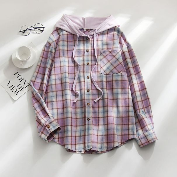 Women's Clothing autumn and winter new hooded sweatshirt buttoned casual shirt jacket_ipsvogv.com