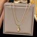 Double Chain Titanium Steel Water Droplet Necklace For Women, With A Niche Design, Unique Personality, Simple And_ipsvogv.com