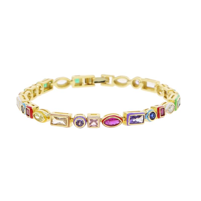 Women's Jewelry Simple Colored Zircon Bracelet Micro Inlaid Colored Zircon Personality Hip Hop Ladies Bracelet_ipsvogv.com