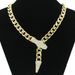 Men's bracelet Cuban chain light luxury short full diamond snake head magnetic buckle necklace personality niche design clavicle chain for women_ipsvogv.com
