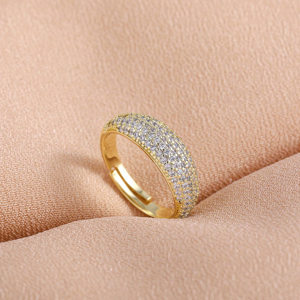 Unisex Fashion Style Personality Full Of Stars Full Of Diamonds Inlaid Design Sense Of Light Luxury Gold Plated Ring_ipsvogv.com