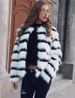 Women's Clothing Black and white color block fox fur coat winter fur coat women's round neck long sleeve fur women's tops_ipsvogv.com