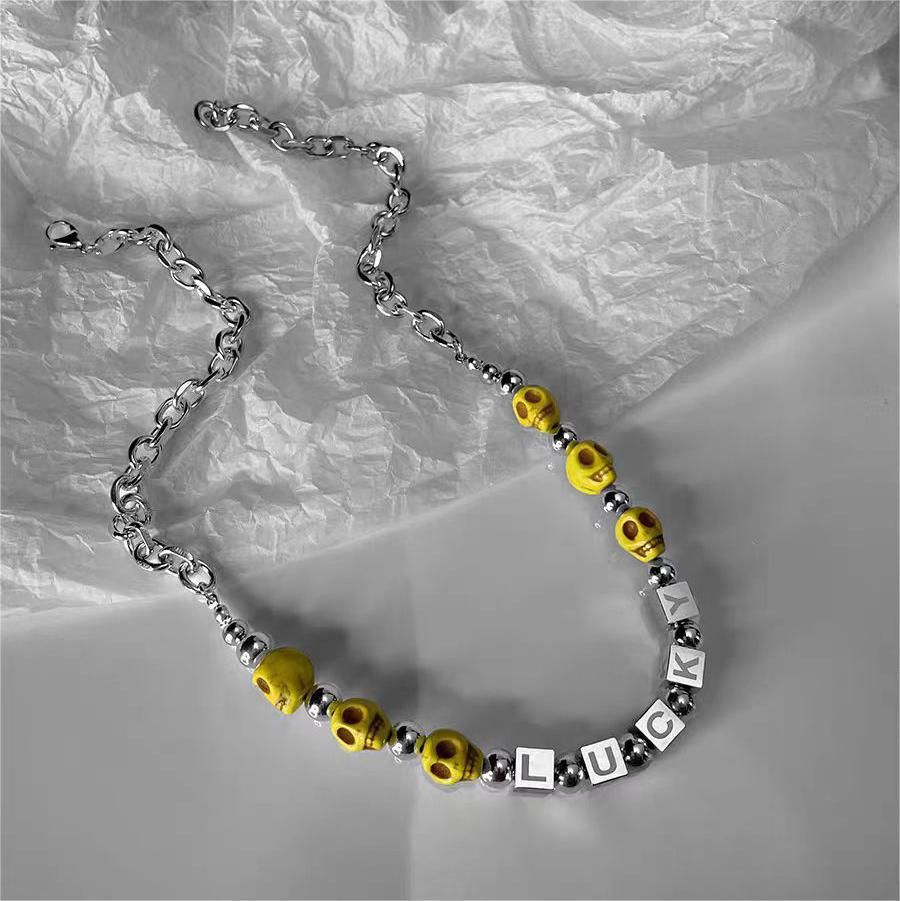 Hip Hop Cross Necklace Personality Lightning Skull Pendant Sweater Chain Men And Women Stainless Steel Accessories_ipsvogv.com