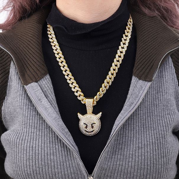 Hip Hop Personality Cat Head Pendant Rap Niche Full Diamond Environmentally Friendly Alloy Animal Jewelry Cuban Chain_ipsvogv.com