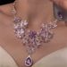 【 Collected By 1048 People 】 Purple Zircon Flower Necklace Earring Set For Women's Niche Design, High-end_ipsvogv.com