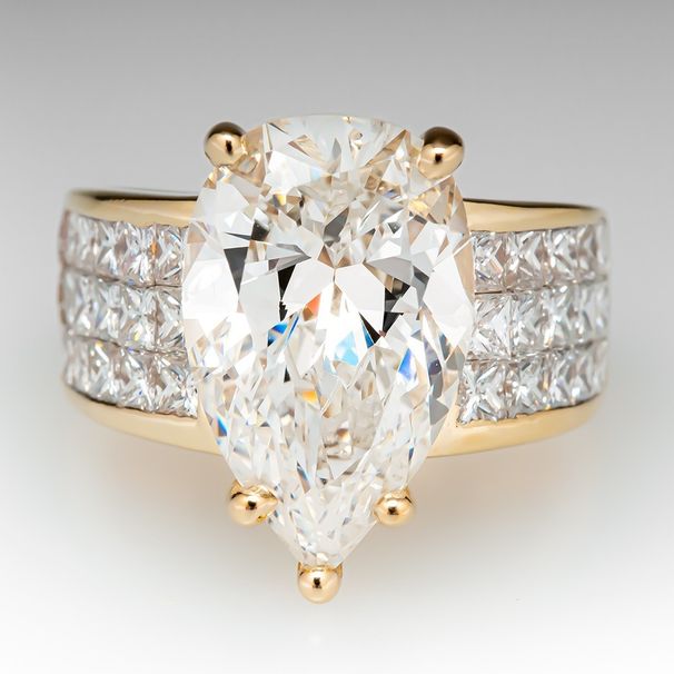 ring water drop pear shaped zircon ring female simple micro inlaid square diamond ring female_ipsvogv.com