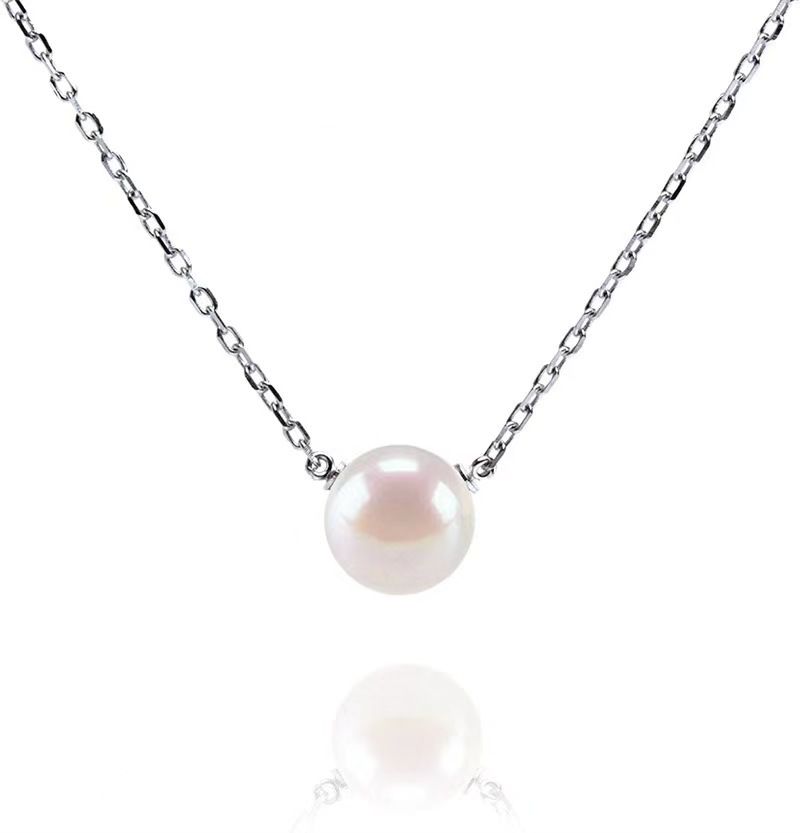 S925 Sterling Silver Pearl Necklace Simple 14k Gold Plated Single Shell Pearl Clavicle Chain_ipsvogv.com