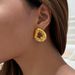 Hot Selling Real Gold Electroplated Titanium Steel Vintage Irregular Folds Black Hole Earrings_ipsvogv.com