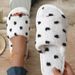 Polka dot cross open toe cotton slippers indoor women home open non-slip silent soft sole slippers_ipsvogv.com
