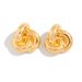 Fashionable Ins Style Metal Threaded Shell With Simple Design, Geometric Ring Twisted Earrings_ipsvogv.com