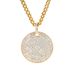 Unisex Round Brand Shiny Zircon Pendant Round Full Diamond Military Brand Pendant Micro Inlaid Men's Real Gold Hip Hop Jewelry_ipsvogv.com