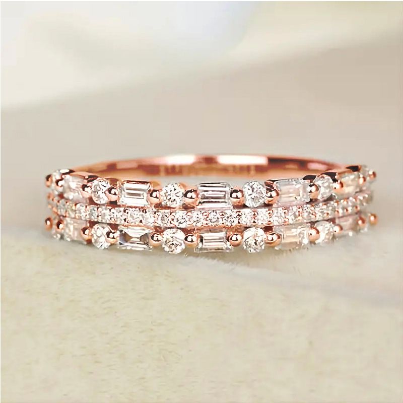 Cao Shi Korean Edition Instagram Super Sparkling Multi Layered Ring Combination With Sunset New Three Layer Fine Circle_ipsvogv.com