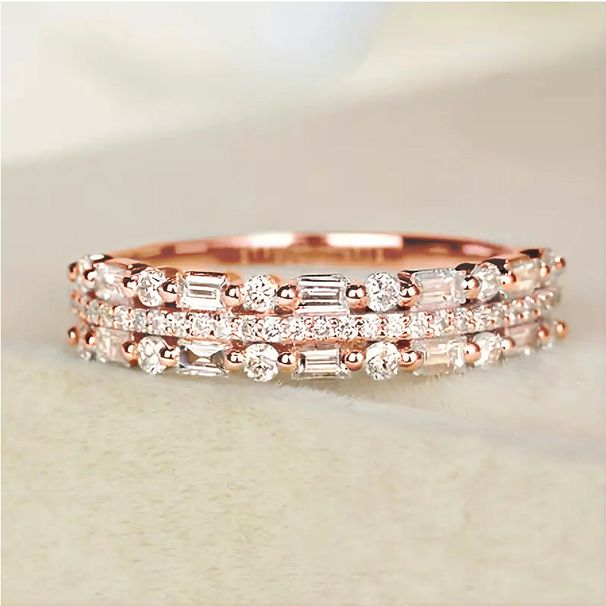 Cao Shi Korean Edition Instagram Super Sparkling Multi Layered Ring Combination With Sunset New Three Layer Fine Circle_ipsvogv.com