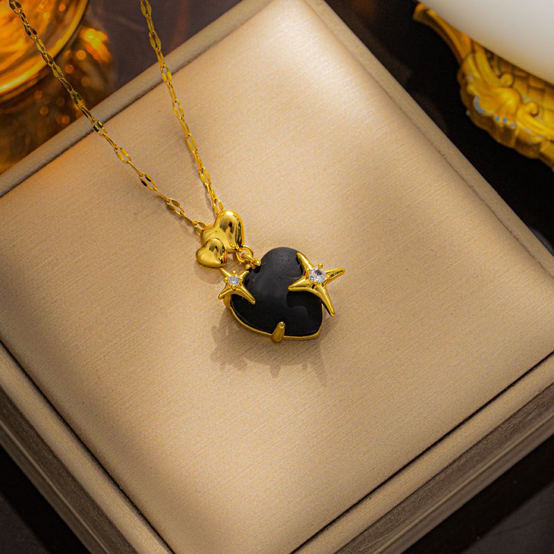 Hot sale cold style necklace female hip hop trendy cool temperament high-grade peach heart clavicle chain love pendant_ipsvogv.com