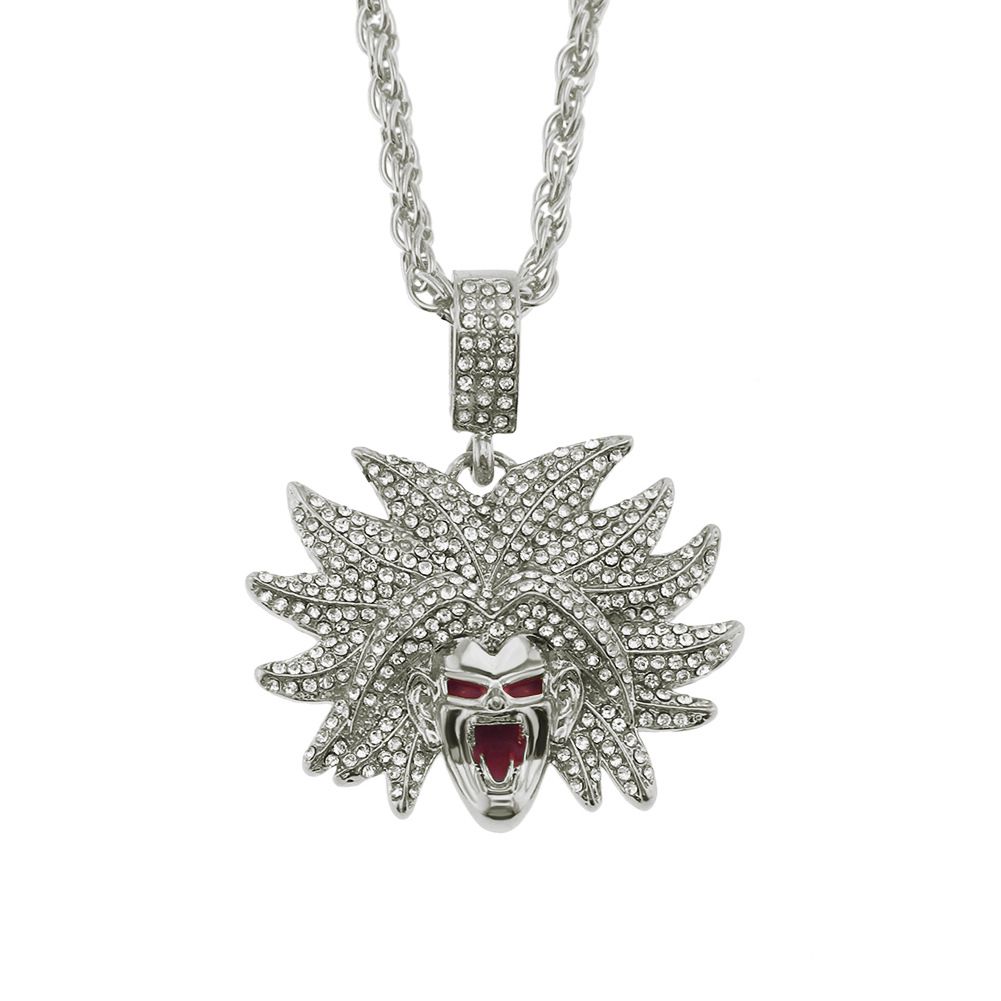 Trendy and cool, fashionable human avatar pendant, trendy hip-hop men's three-dimensional diamond studded necklace_ipsvogv.com