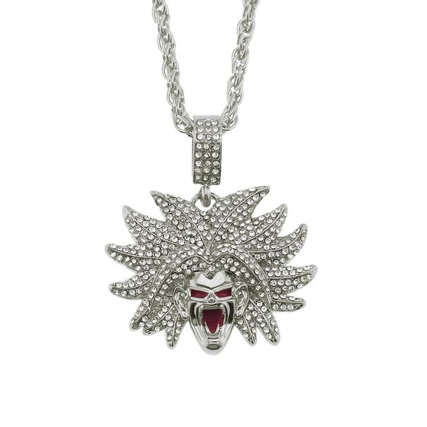 Trendy and cool, fashionable human avatar pendant, trendy hip-hop men's three-dimensional diamond studded necklace_ipsvogv.com