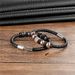 Men's double-layer zircon woven leather bracelet, versatile for women_ipsvogv.com